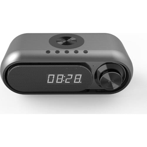 New Bluetooth Speaker Multifunctional Sound Box LED Digital Clock Wireless Charger FM Radio Built-in Qi Wireless Charging Pad