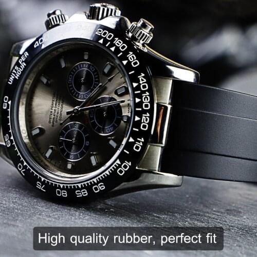 20mm Watchband for Rolex Daytona Cosmograph Yachtmaster Submariner Explorer GMT Brush Clasp Oyster Caoutchouc Rubber Watch Strap