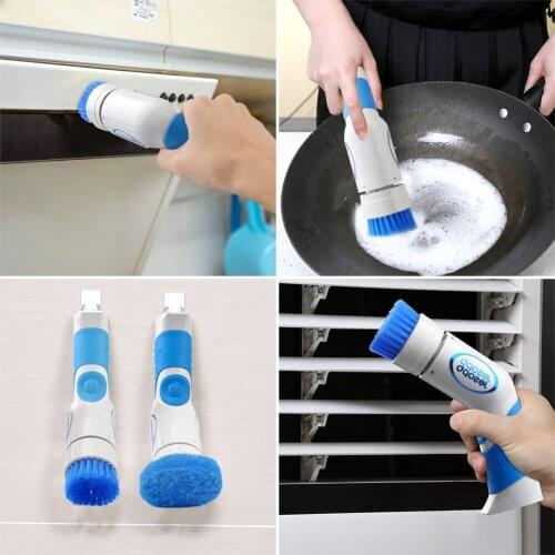 Household Electric Cleaning Brush Hand-Held Rotary Scrubber Multi-Function Head Efficient Kitchen Bathroom Sink Cleaning