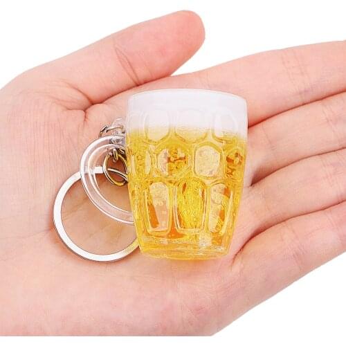 Cute Novelty Resin Beer Wine Bottle Keychain Assorted Color for Women Men Car Bag Keyring Pendant Accessions Wedding Party Gift