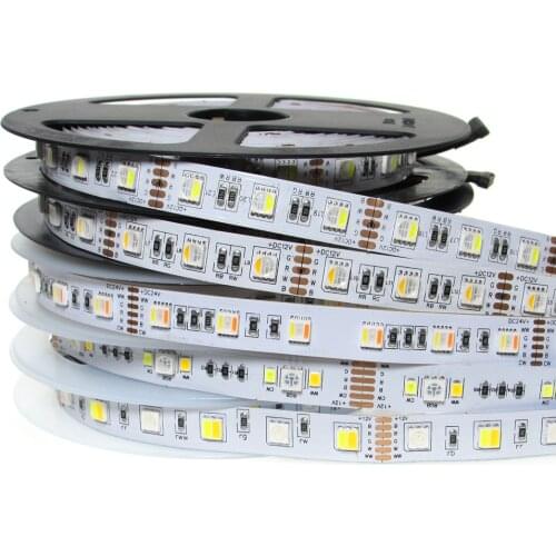 12V 24V RGB LED Strip SMD 5050 60leds/m 12mm PCB 4in1 5in1 RGB+CCT 5 Colors In 1 Chip CW+RGB+WW RGBW Flexible Led Tape Light