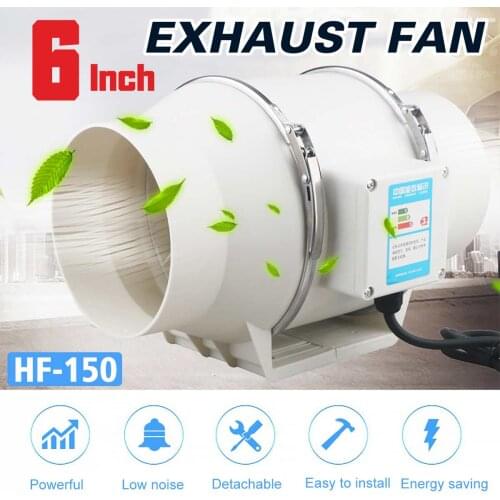 6 Inch 75W 220V Low Noise Inline Duct Hydroponic Air Blower Fan Exhaust Fan for Home Bathroom Ventilation Vent and Grow Room