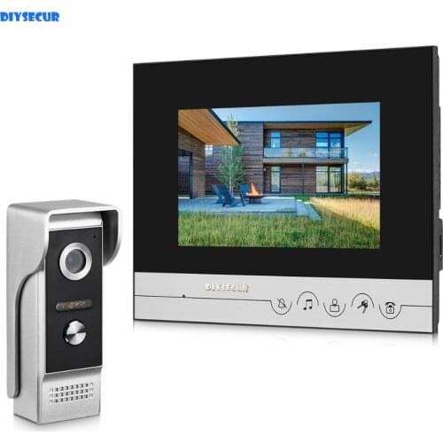 DIYSECUR 7inch Touch Button Video Intercom Video Door Phone 700TVLine IR Outdoor Camera for Home / Office Security System