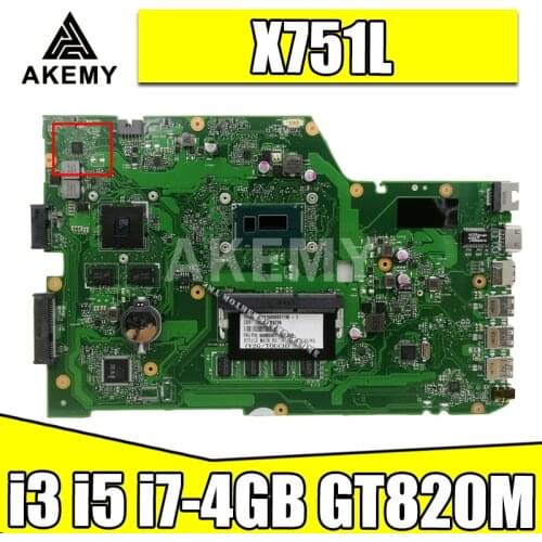X751LD laptop Motherboard GT820M For Asus X751L K751L K751LD R752L X751LN X751LD X751LJ Mainboard 4GB i3 i5 i7
