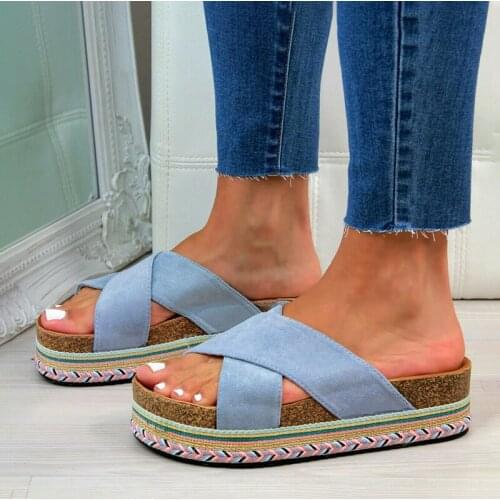 New Arrival 2020 Women Sandals Women Summer Fashion Leisure Open Toe Sandals Thick Bottom Slippers Wedges Shoes Sandalias