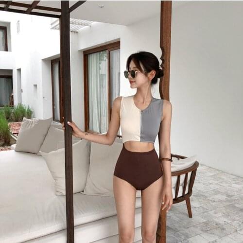Swimsuit Female Swimwear Womens Two-Piece 2018 Piece Swim Surfing Ins Sexy Push Up High Waist Cover Stomach Spandex Solid