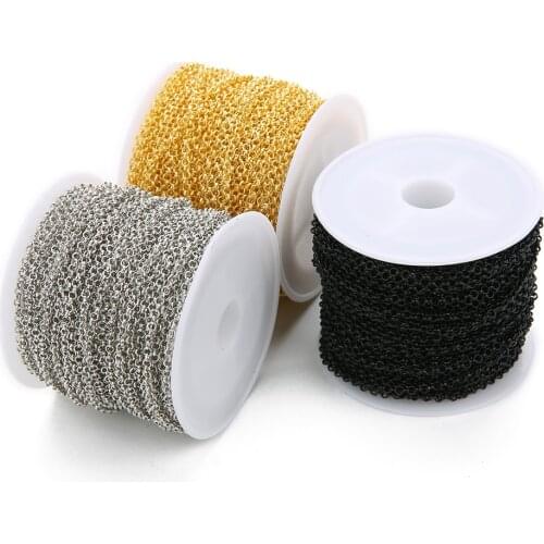 10 Yard/roll Gold Black Antique Bronze Rose Gold O Link Chian 2mm 3mm Bulk Necklace Bracelets Bulk Chain for DIY Jewelry Making