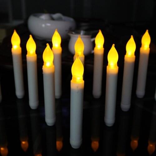 12pcs/pack LED Candle Flameless Emulation Wedding Decorative Supplies Light Simulation Candles Electronic Long Candle