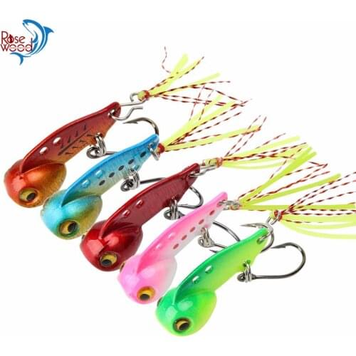 2pcs/Lot RoseWood 3g/5g Bass Fishing Lures Mini Metal VIB Hard Spinnerbait With Feathers For Outdoor Fishing Tackle