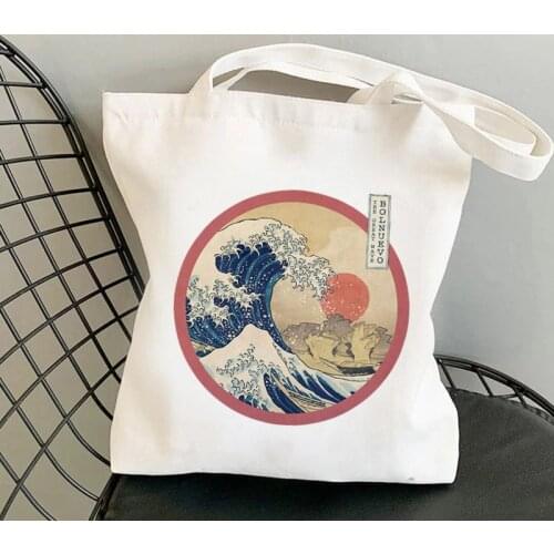 2021 Shopper The Great Retro Wave sun Printed Kawaii Bag Harajuku women Shopping Bag Canvas Shopper Bag girl Shoulder Lady Bag