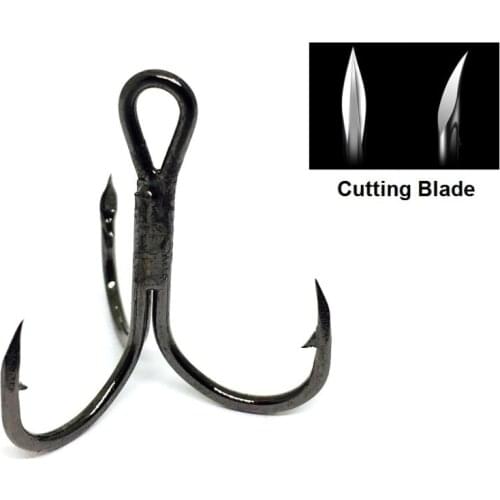 Size #8 #6 #4 #2 Black Nickle Round Bend Cutting Blade Forged High Quality Treble Fishing Hooks Fishing Tackle FH31HP30