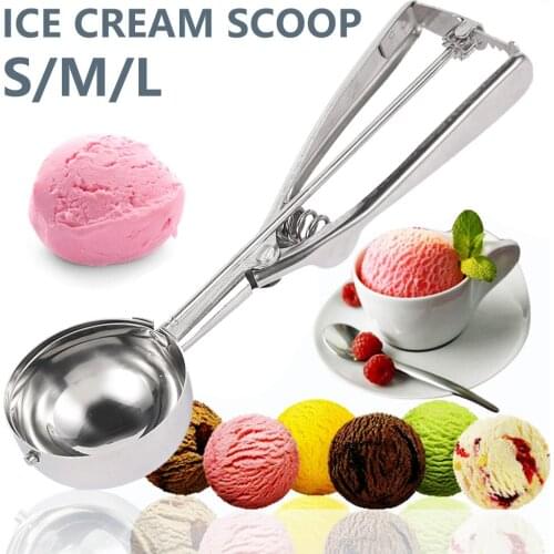 4/5/6CM Ice Cream Scoop Kitchen Tools Stainless Steel Spring Handle Cookie Scoop Fruit Spoon Dig Ball Scoop Kitchen Accessories