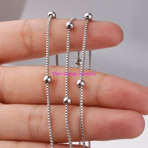 5meters Stainless Steel 2mm Silver Color Round Beads Box Chain DIY Finding Jewelry wholesale jewellery bulk lots