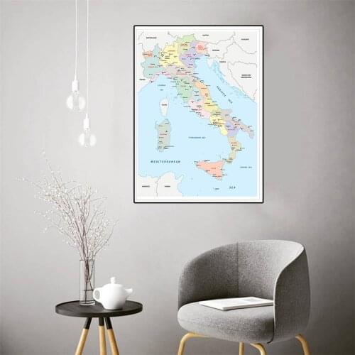 59*84cm The Italy Map Political Map In Italian Wall Art Poster Canvas Painting Classroom Home Decoration School Supplies
