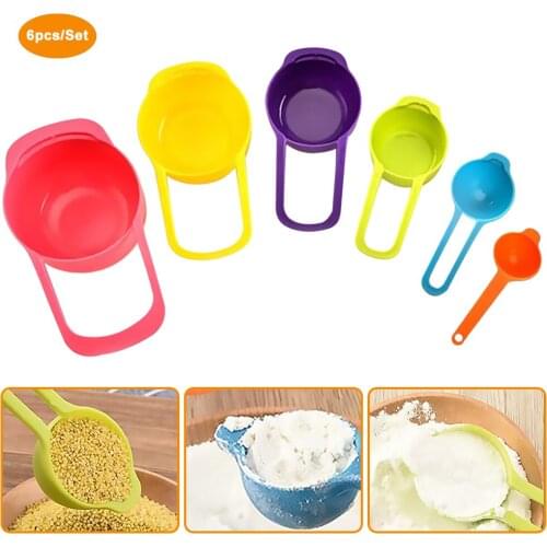 6pcs Nested Measuring Cup Spoons Set Colorful Baking Cooking Kitchen Tool Sugar Cake Baking Spoon Kitchen Baking Measuring 2