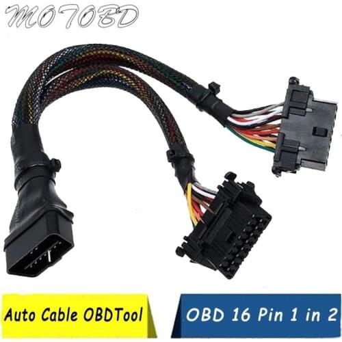 In Stock OBD2 2 In 1 Extension Cable 30CM 16 Pin Obd 2 Male To 2 Female OBD Car Connection Conversion Plug Socket for Kia