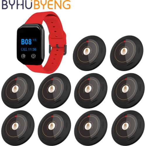 BYHUBYENG Restaurant Table Button Wireless Waiter Calling Pager Queue Management System Call Bell Cafe Guests Customer Caller