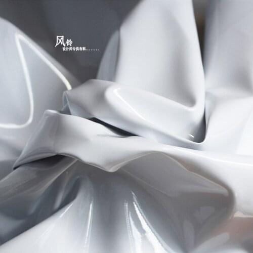 Gloss Synthetic Leather PU Fabric Stiff TPU White Sewing Crafting DIY Projects Bags Jacket Costume Dress Designer Fabric