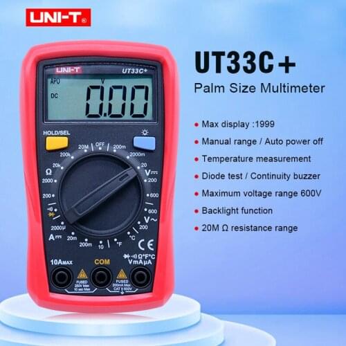 Palm Size Digital Multimeters UNI-T UT33C+ Professional Electrical Handheld Tester LCR Meter Ammeter Multitester -40-1000C