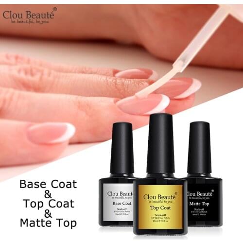 Clou Beaute Gel Nail Polish UV LED Semi Permanent Varnish Base Coat Top Coat Gel Polish White Black Sock Off Primer Nail Gel
