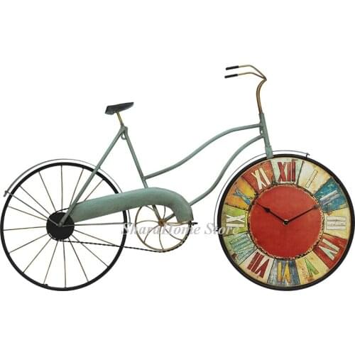 Home Decoration Vintage Large Wall Clock 3D Metal Creative Wheel Bicycle Clock Big Size Hotal Bar Living Room Wall Decoration