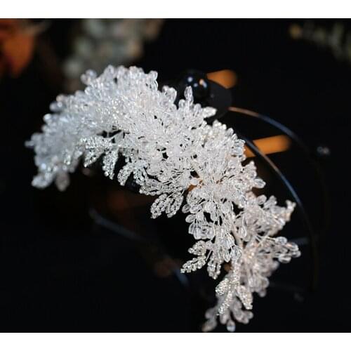 Elegant Crystal Brides Leaves Barrettes Tiaras Bridal Soft Hairbands Wedding Hair Accessory