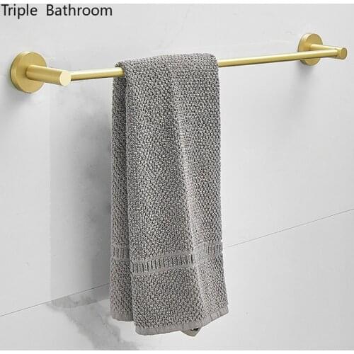 Light Luxury Towels Bar Brass Punch-free Bathroom Towel Holder Hanger Toilet Hanging Storage Accessories Shelf Organizer