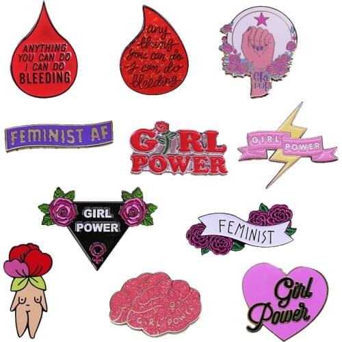 LT1005 Feminist Enamel Pin Woman Brooches Bag Lapel Pin Cartoon Holiday Badge Backpack Decoration Jewelry Gift Accessories
