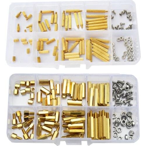 M2 M3 Brass Male Female Standoff Pillar Mount Hexagon Threaded PCB Motherboard Spacer Bolt Screw Nut Assortment Kit Set Box