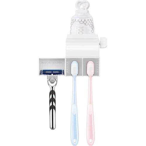 3 in 1 Multi-function Toothbrush Holder With Toothpaster Squeezer and Razor Holder