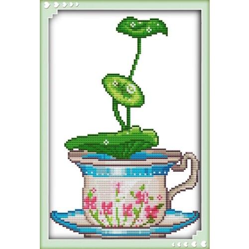 Lotus in the cup cross stitch kit 14ct 11ct count print x stitching embroidery DIY handmade needlework plus