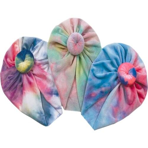 New Fashion Gradient Color Baby Hat Newborn Elastic Baby Turban Hats For Girls Cotton Infant Beanie Cap 3Colors