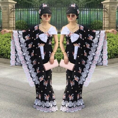 Latest Cotton Nigerian Lace Fabrics Soft High Quality Black African Lace Fabric For Dress Water Soluble Lace With Stones S1673