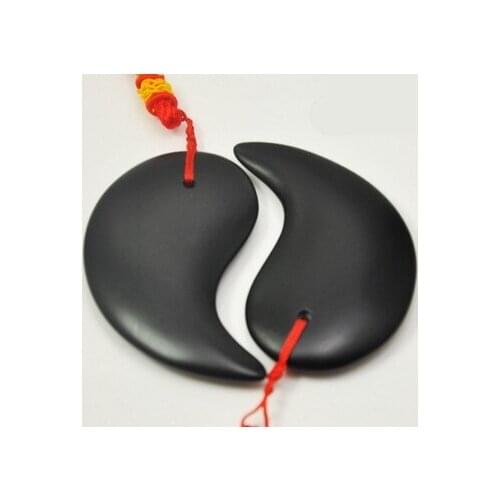 One pair hand-polished sibin stone taiji scraping massage plate yinyang fish massage stone