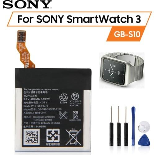 Original SONY Battery GB-S10-353235-0100 For SONY SmartWatch 3 SW3 SWR50 3SAS 420mAh