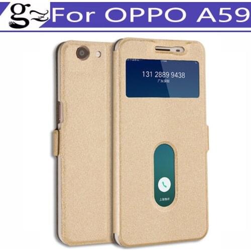 Open window For oppo A59 A59m phone case back cover leather cover for oppo A 59 A 59m oppoa59 flip cases cover shell