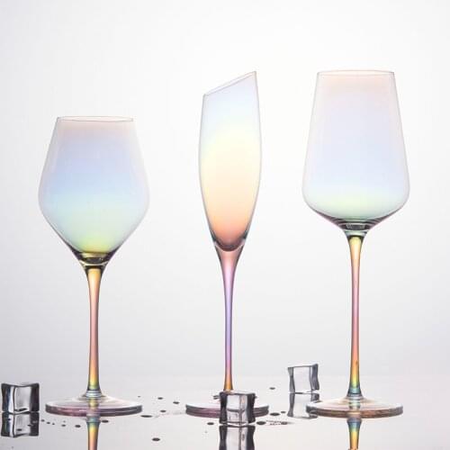 Rainbow glass crystal glass goblet wine glass champagne glass color wine glass household whisky glass