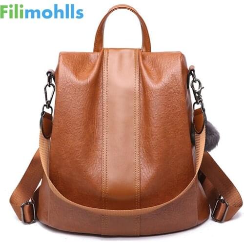 Backpack Bag For Women 2019 School Bag Ladies Anti Theft Backpack For Teenage Girl Vintage Leather Rucksack Bagpack S1719
