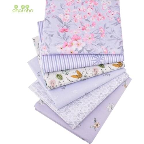 Chainho,Gray Floral Series,Printed Twill Cotton Fabric,Patchwork Cloth For DIY Sewing Quilting Baby & Childs Material,100x160cm