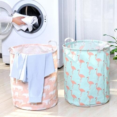 Foldable Cotton Linen Dirty Laundry Basket Clothes Toy Storage Bag Pouch Holder Big size, can accommodate clothing, toys and