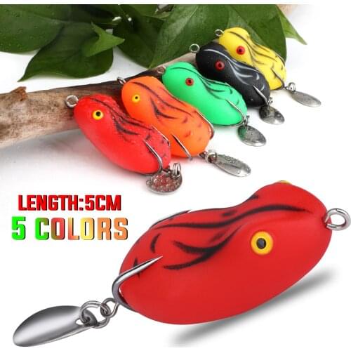 Sougayilang Soft Frog Lure Fishing Lures Double Hooks Topwater Ray Frog Artificial Lure 5cm/7.6g Soft Bait Thunder Frog Bait
