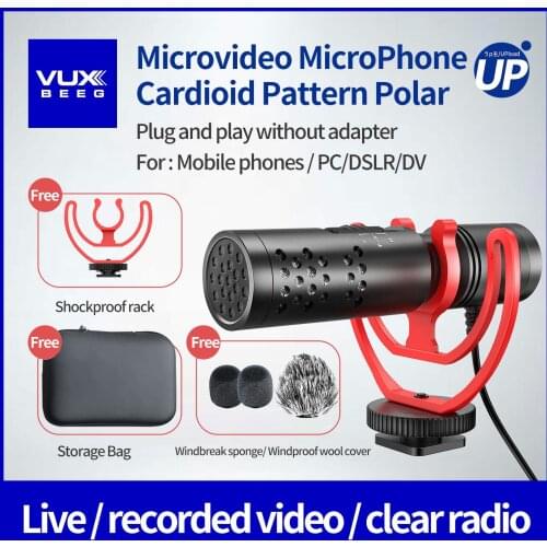 VUXBEEG UP20 Universal Cardioid Microphone with Dual Head for iOS,ANDROID DSLR,Tablets, Camera,Consumer,Camcorder,Audio Recorder
