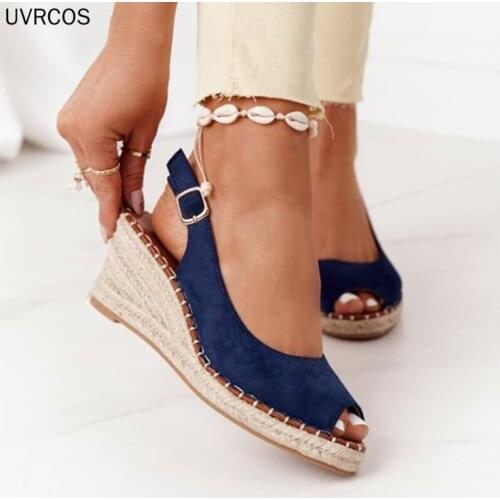 2021 High Heel Sandals Summer Fish Mouth Womens Shoes Ladies PU Leather Open Toe Platform Wedge Sandals Plus Size Womens Shoes