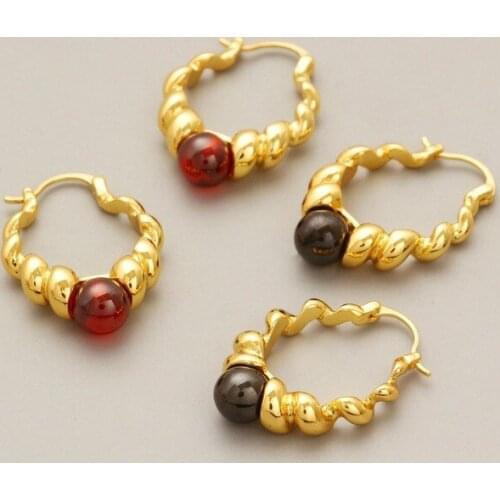 S925 silver needle earrings female 2021 new design temperament earrings high-end twist bead earrings