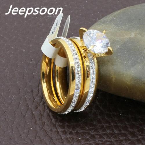 Gold and Silver color Hot Wholesale Newest Crystal Fashion Jewelry Stainless Steel Wedding Rings For Women And Man RBJDFHAG