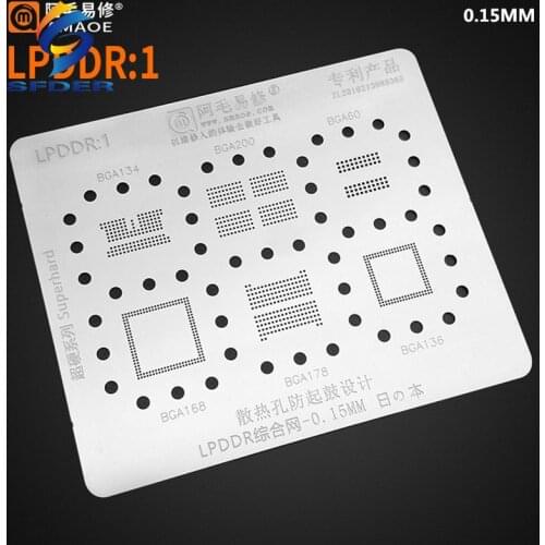 0.15MM Amaoe BGA Reballing Stencil LPDDR1 For Huawei BGA200 BGA179 RAM Nand Honor 9X Plant Net Storage Steel Mesh