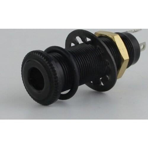 1 Piece Black Stereo Long Threaded Output Jack for Electric Guitar Bass MADE IN KOREA