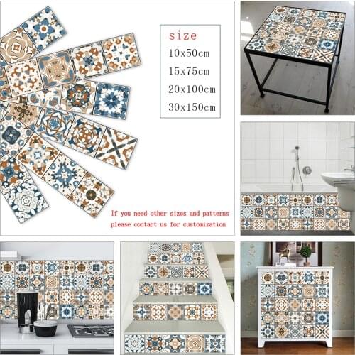 10/15/20/30cm Retro Strip Ceramics Tiles Wall Sticker Bathroom Stairs Bedroom Home Decor Art Mural Easy to Apply PVC Wall Decals