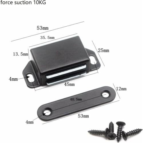 10pcs/Lot Black Stainless Steel Magnet Cabinet Door Catch Magnetic Furniture Door Stopper Closer