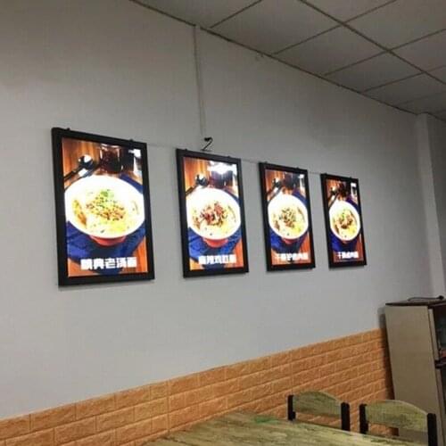 4PCS A1 Super Slim Black Aluminum Snap Frame LED Edge-lit Menu Light Boxes for Restaurant